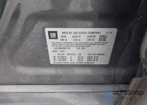 2016 Buick Encore from USA, damaged, VIN KL4CJASB3GB571151